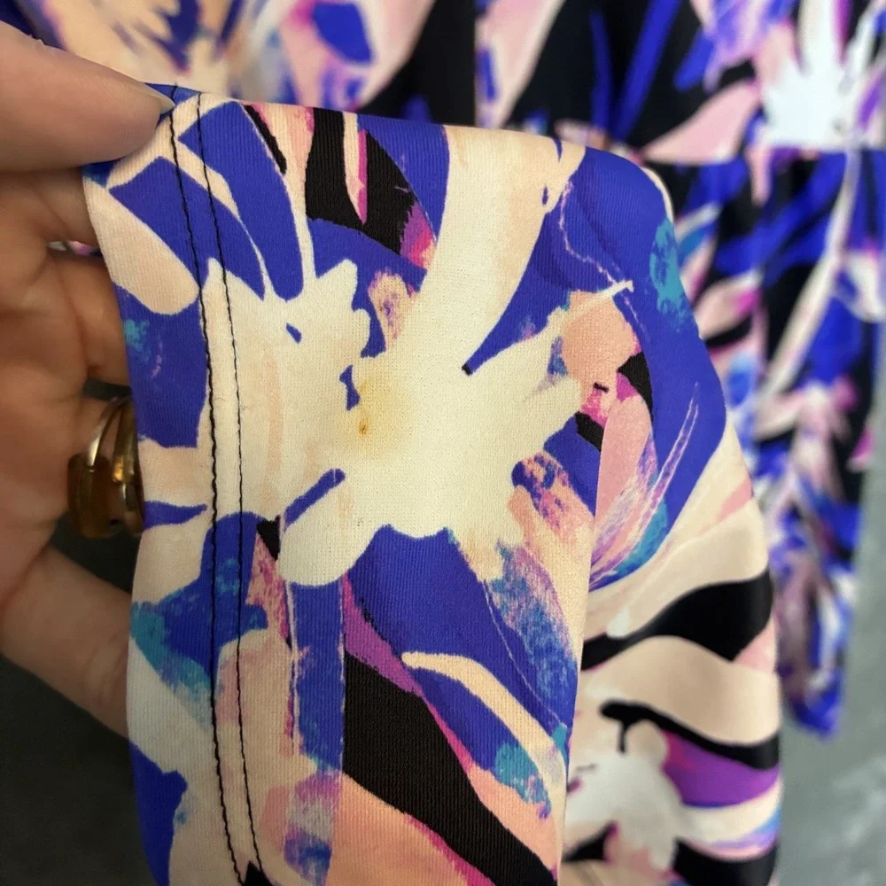 Swimsuits for All Womens Floral Side Slit Swim Dress 16 Plus Botanical Colorful